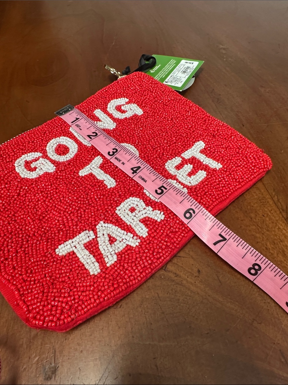kate spade red beaded 'GOING TO TARGET' pouch wristlet - Picture 4 of 10